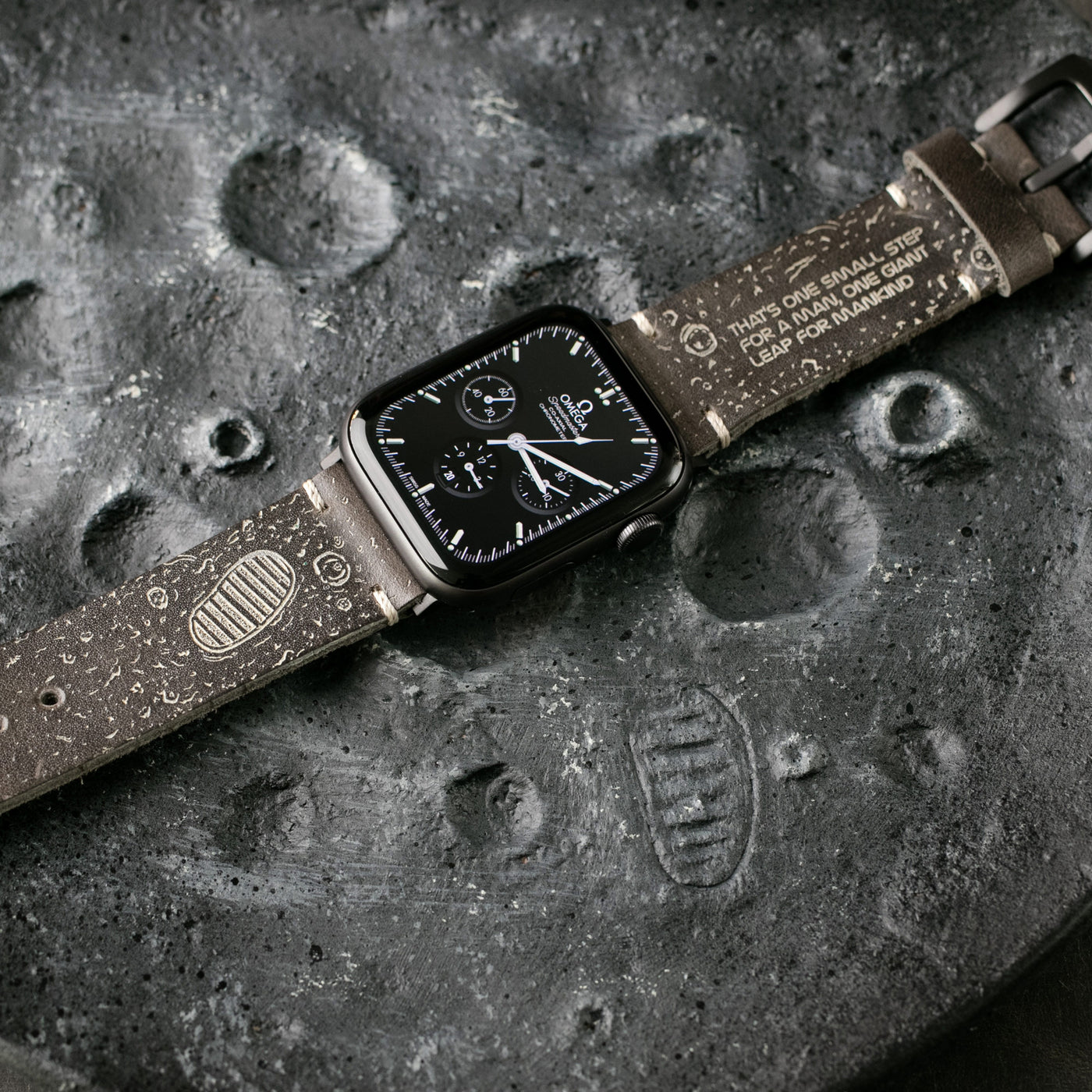 Silver Moon - Apple Watch Leather Band - Antique Gray