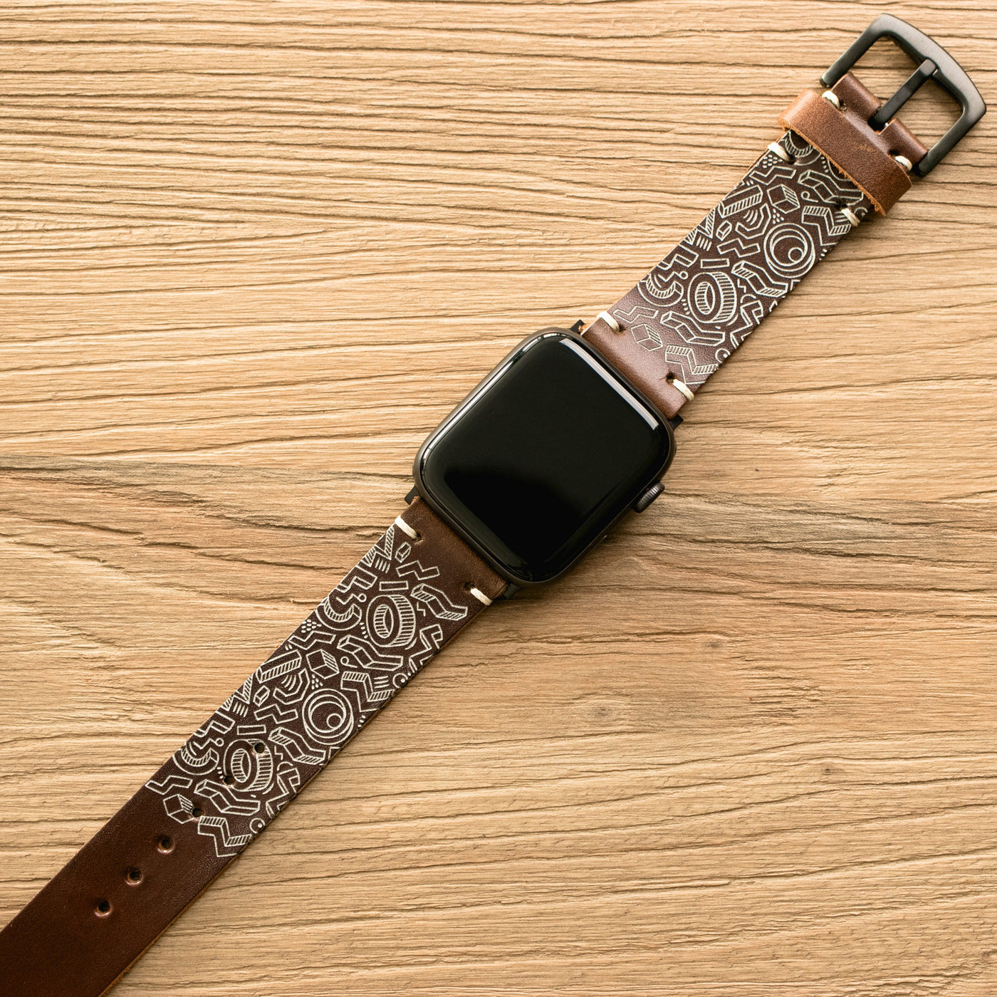 Shapes - Apple Watch Leather Band - Antique Brown