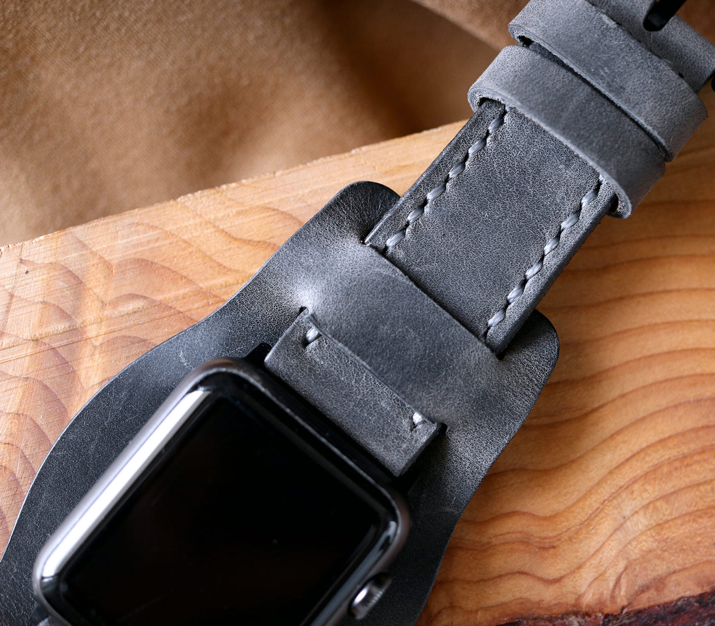 Custom Made Apple Watch Bund Strap - Antique Gray