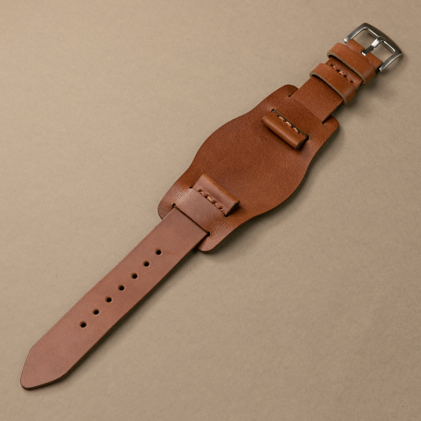 Leather Bund Watch Strap - Tan