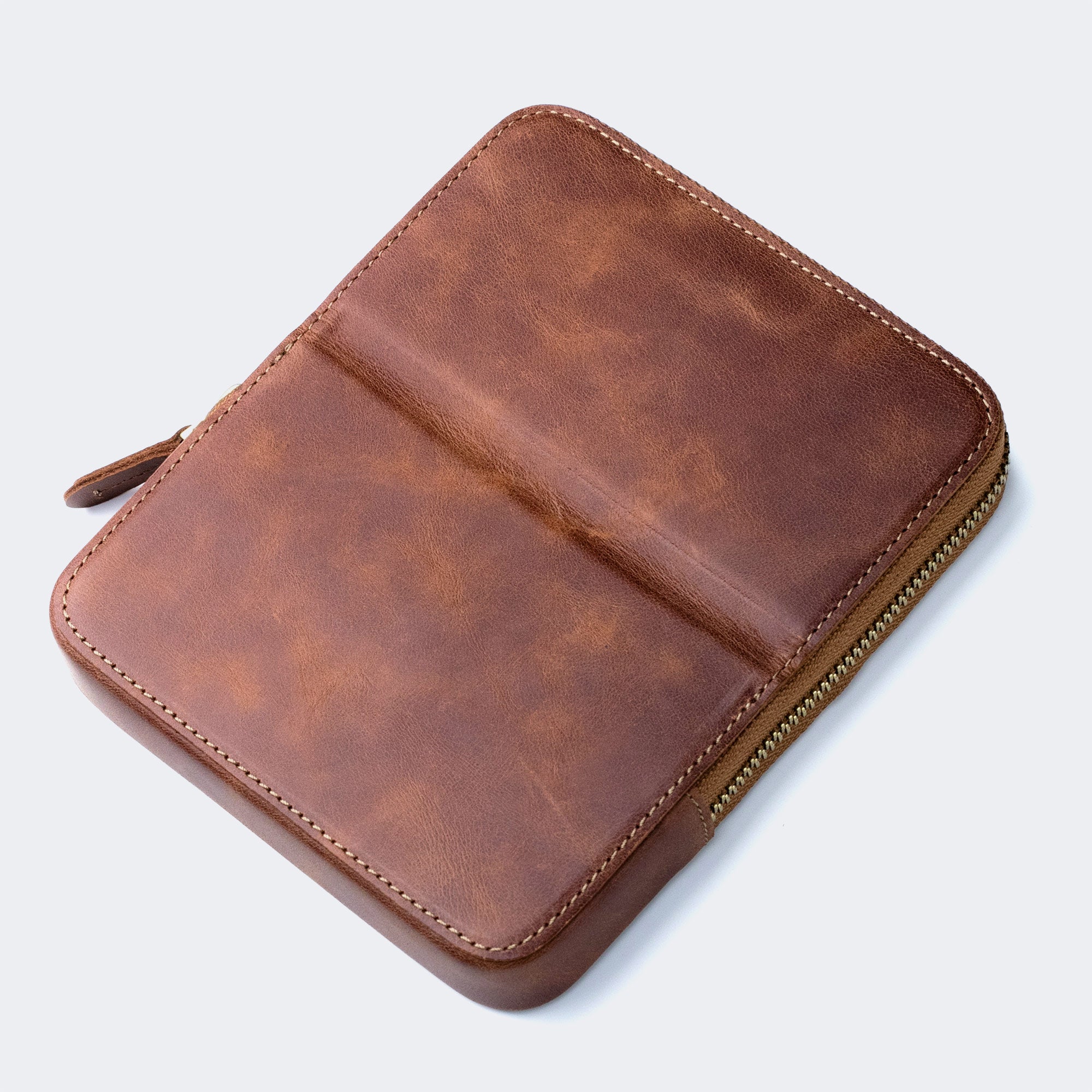 Leather 6-Slot Zippered Pen Case