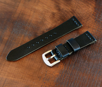 Leather Watch Strap - Black by Roarcraft
