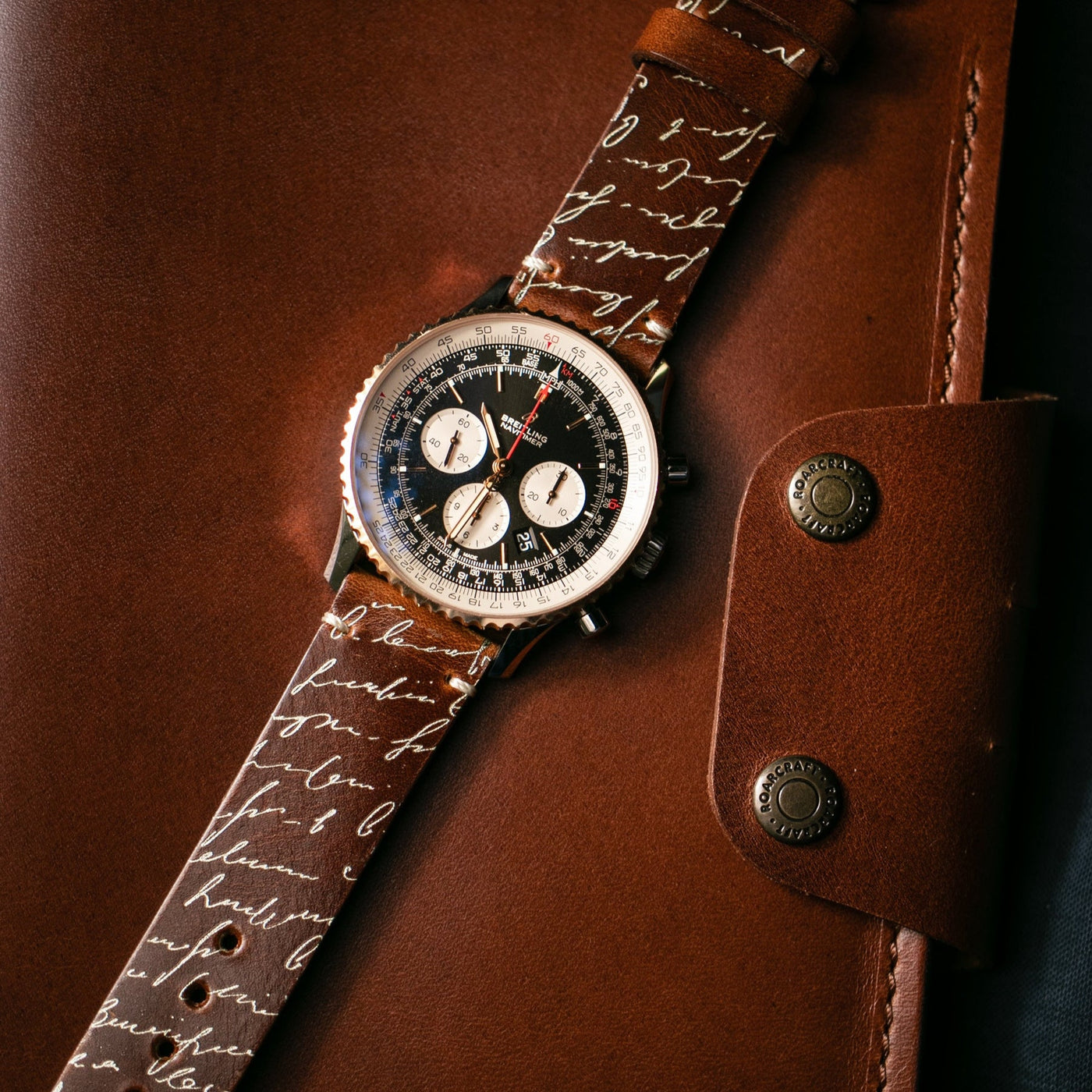 Scritto White - Leather Watch Strap - Antique Brown