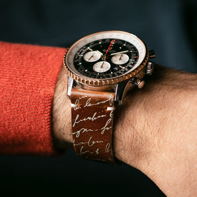Scritto White - Leather Watch Strap - Antique Brown