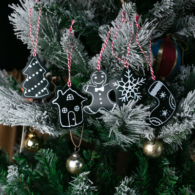 Set of 5 - Christmas Tree Leather Ornaments