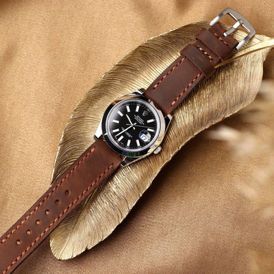 Custom Made Leather Watch Strap - Antique Brown