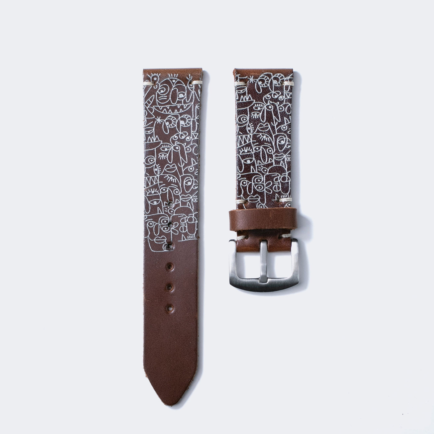 Faces - Leather Watch Strap - Antique Brown