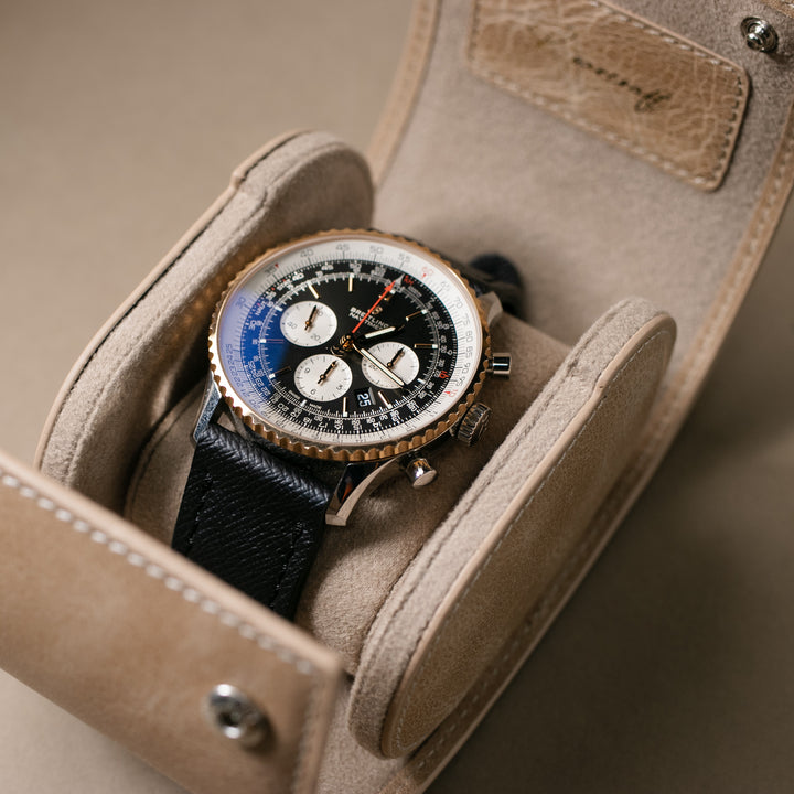 Uhrenetui - 1 Uhr Beige Lederrolle