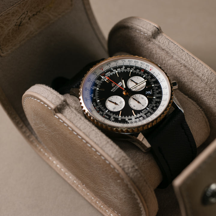 Uhrenetui - 1 Uhr Beige Lederrolle