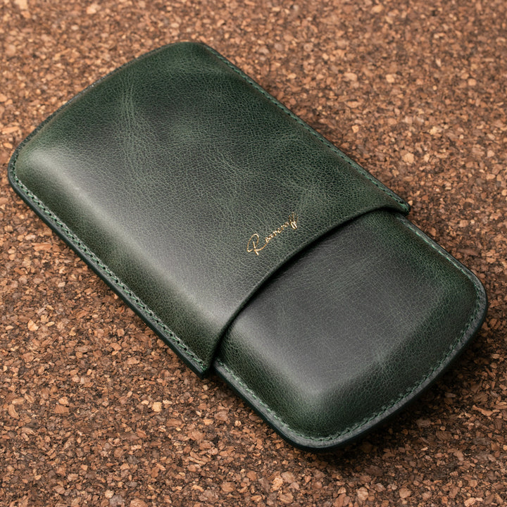 Leather Cigar Case for 3 - Emerald