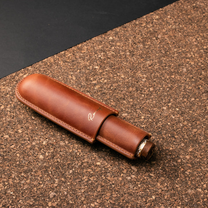Leather Cigar Case for 1 - Tobacco