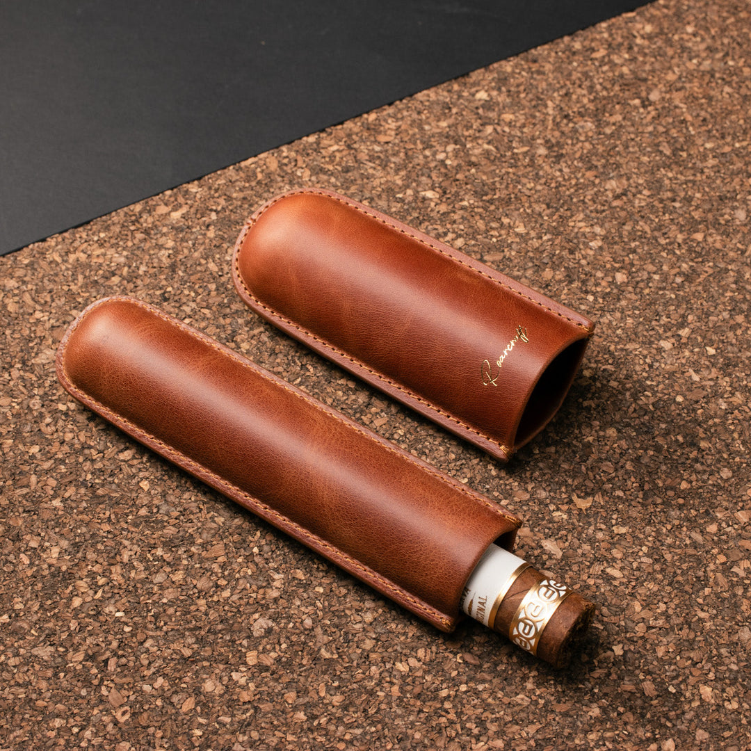 Leather Cigar Case for 1 - Tobacco