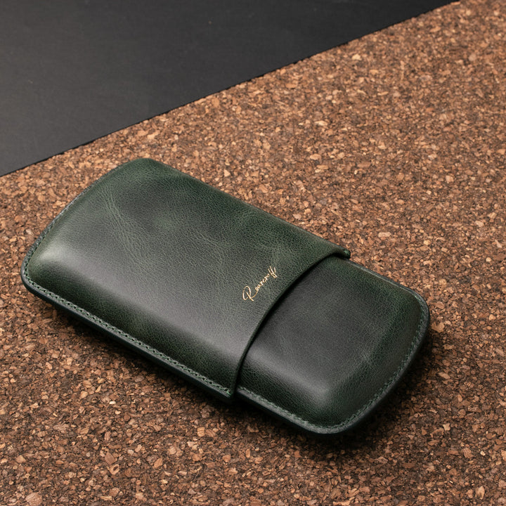 Leather Cigar Case for 3 - Emerald