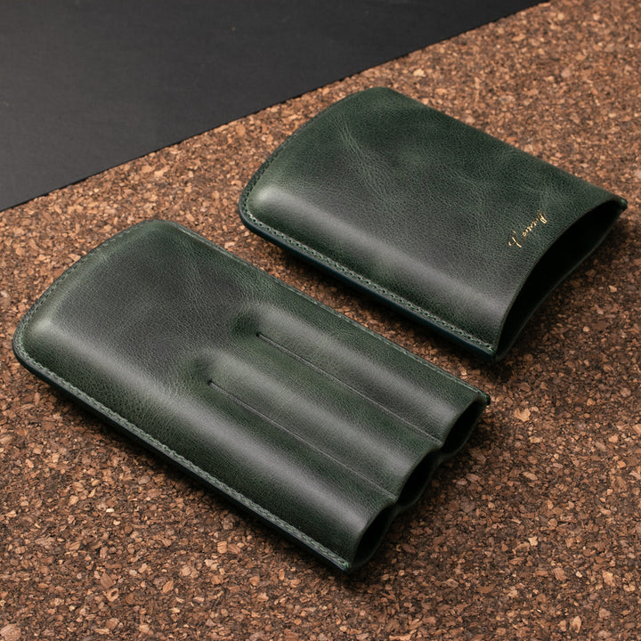 Leather Cigar Case for 3 - Emerald