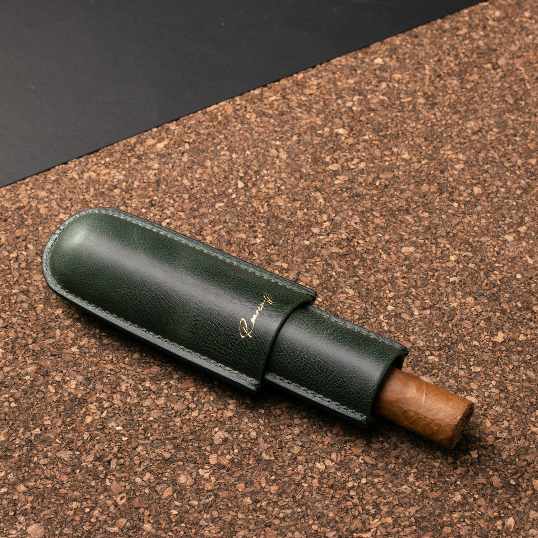 Leather Cigar Case for 1 - Emerald