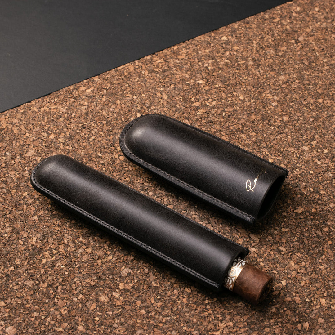 Leather Cigar Case for 1 - Coal