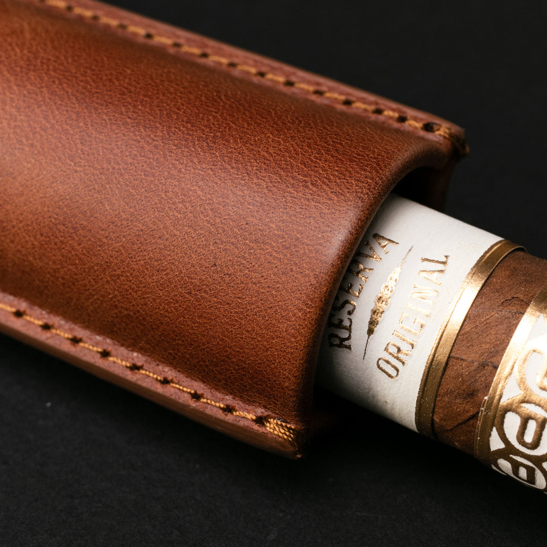 Leather Cigar Case for 1 - Tobacco