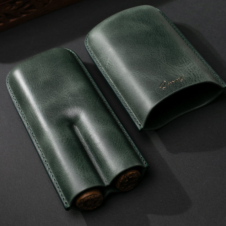 Leather Cigar Case for 2 - Emerald