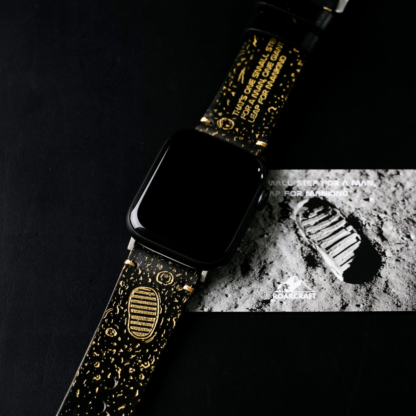 Gold Moon - Apple Watch Leather Band - Black