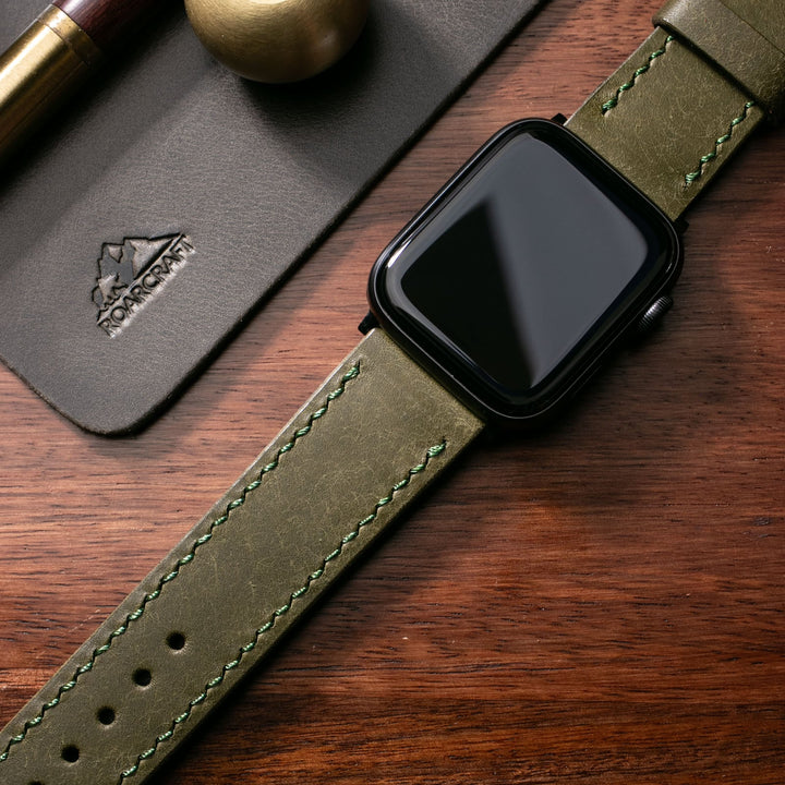Custom Made Apple Watch Strap - Olive Green Pueblo