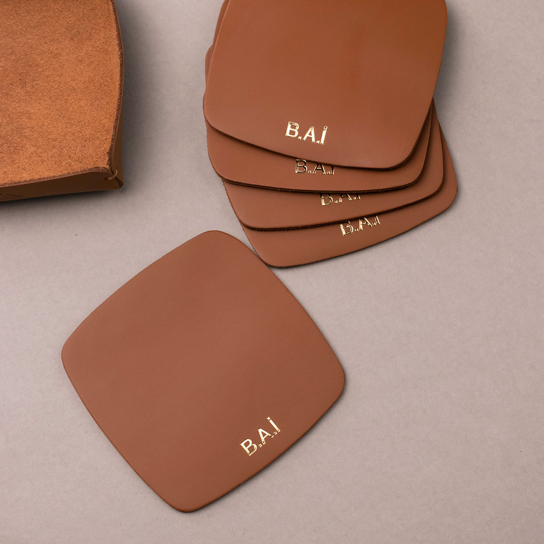 Leather Coaster Set of 5