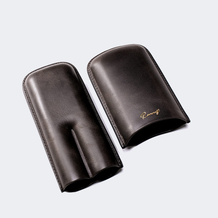 Leather Cigar Case for 2 - Coal