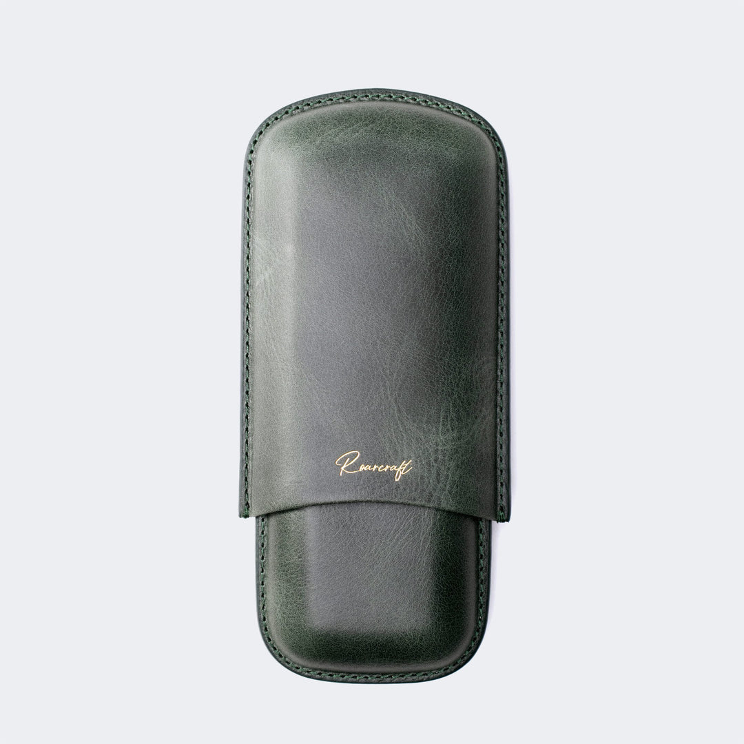 Leather Cigar Case for 2 - Emerald