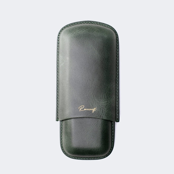 Leather Cigar Case for 2 - Emerald