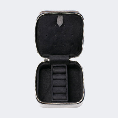 Leather Travel Jewelry Case - Coal