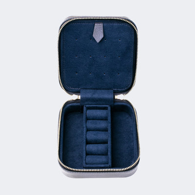 Leather Travel Jewelry Case - Blue