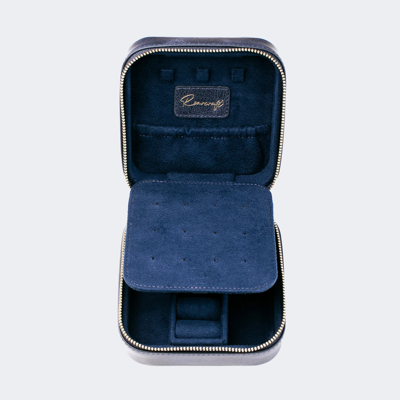 Leather Travel Jewelry Case - Blue