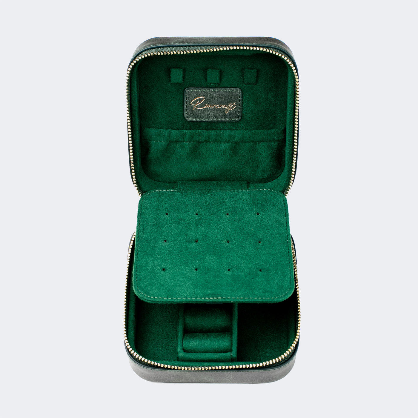 Leather Travel Jewelry Case - Emerald