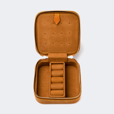 Leather Travel Jewelry Case - Mustard