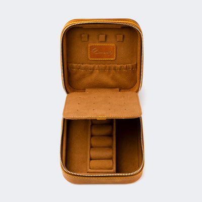 Leather Travel Jewelry Case - Mustard
