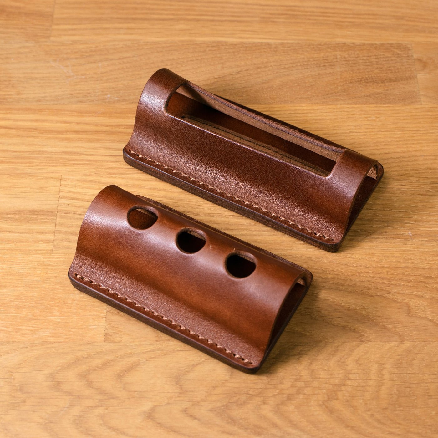 Pen and Business Card Leather Stands - Set of 2