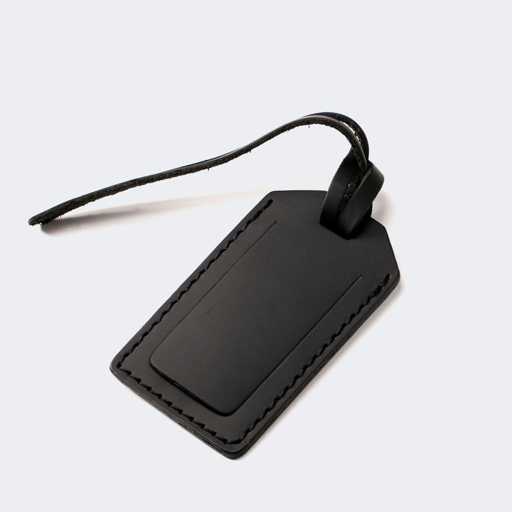 Leather Luggage Tag Black