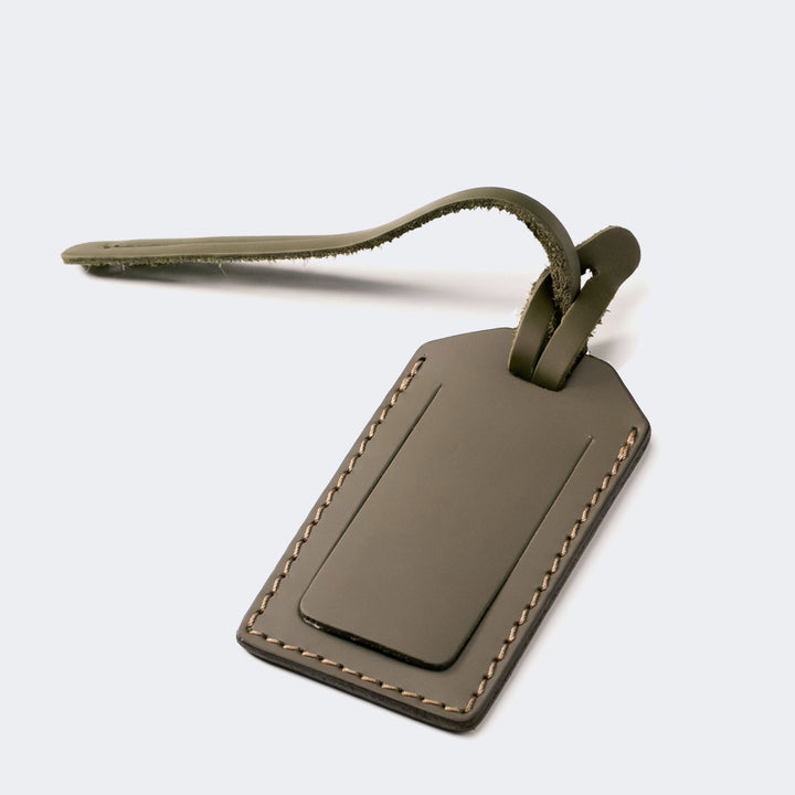 Leather Luggage Tag Olive