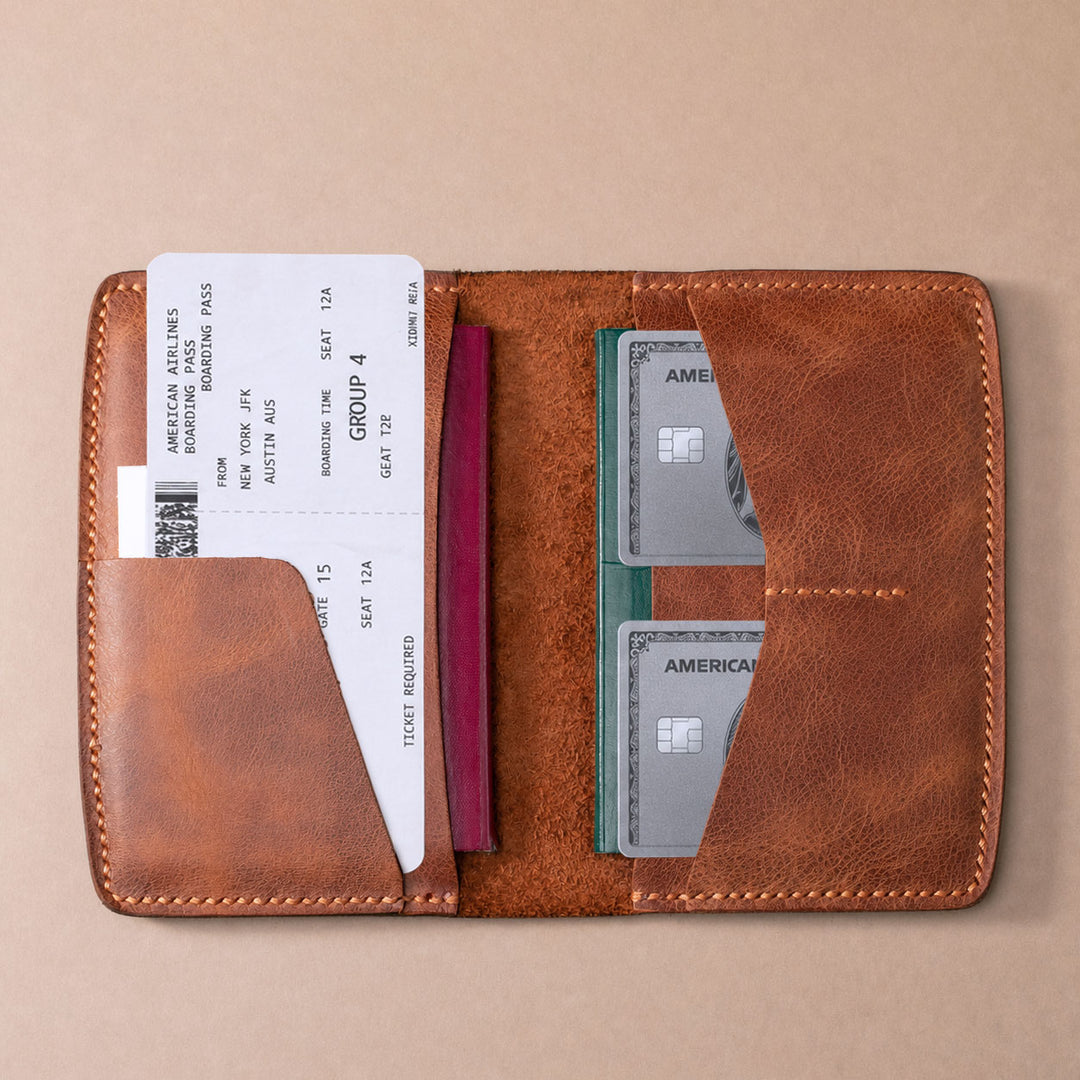 Leather Double Passport Wallet - Nemrut