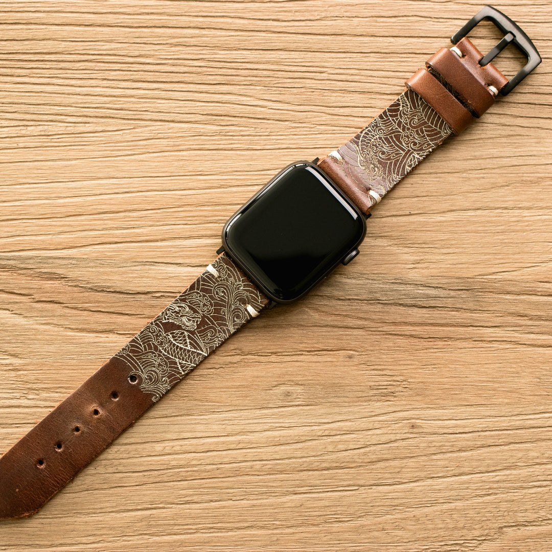 Dragon Apple Watch Leather Band Antique Brown – Roarcraft