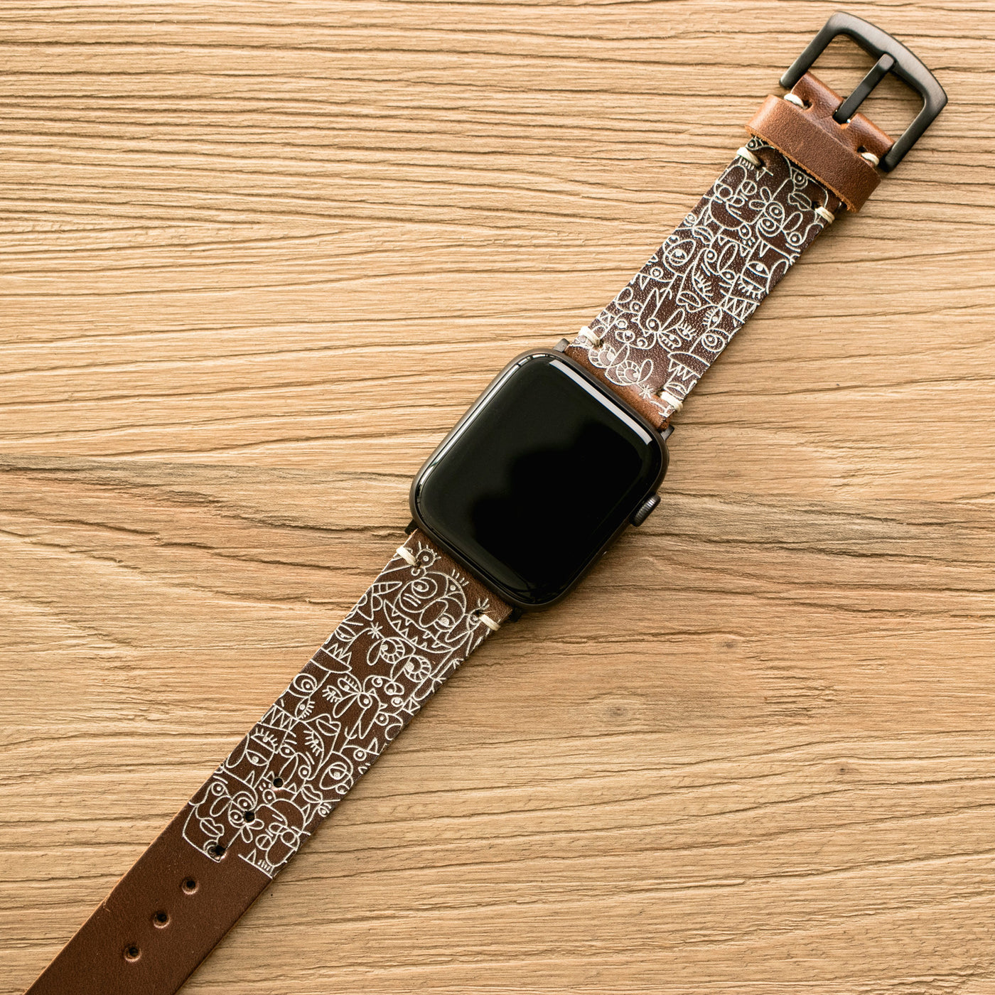 Faces - Apple Watch Leather Band - Antique Brown