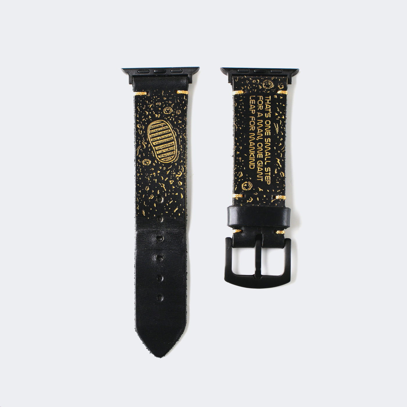 Gold Moon - Apple Watch Leather Band - Black
