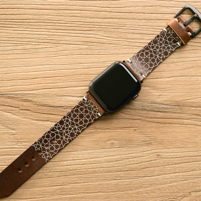 Stars - Apple Watch Leather Band - Antique Brown