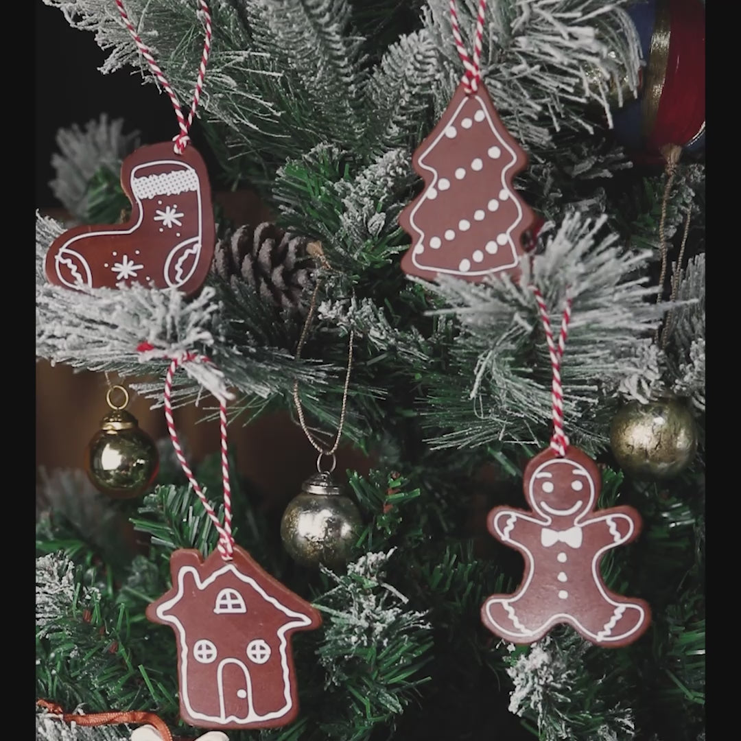 Set of 5 - Christmas Tree Leather Ornaments