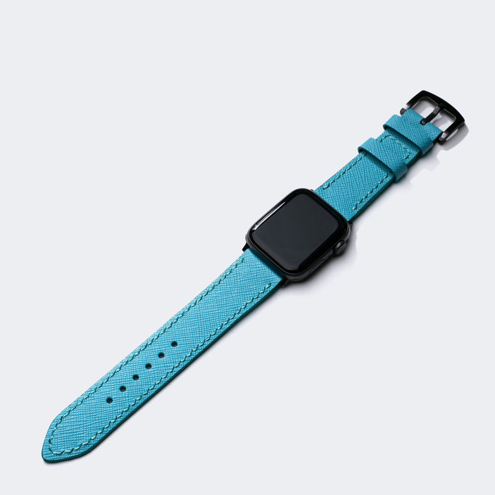 Custom Made Apple Watch Strap - Olympic Blue Saffiano