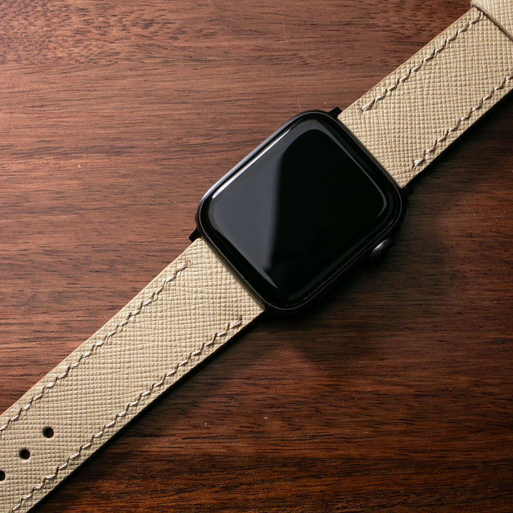Custom Made Apple Watch Strap - Vanilla Saffiano
