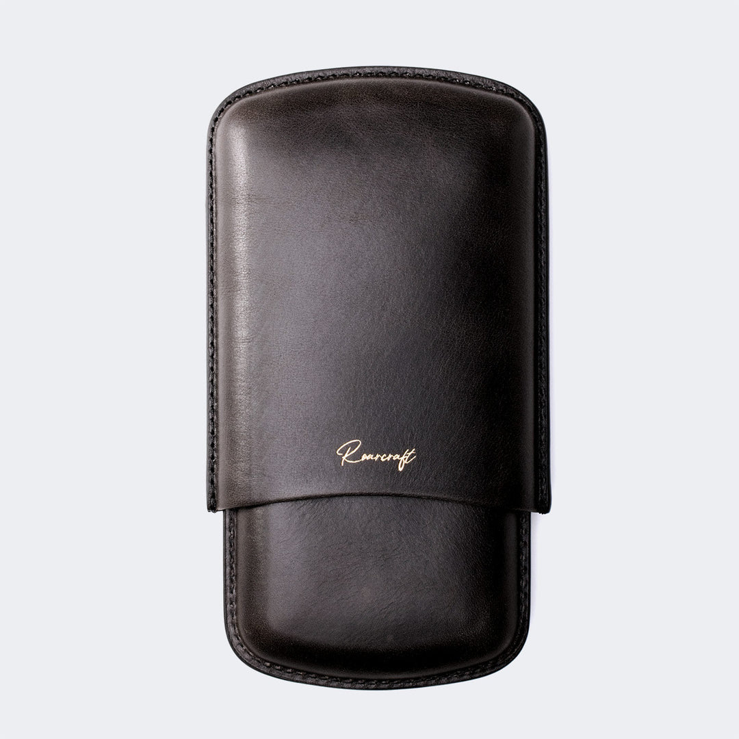 Leather Cigar Case for 3 - Coal