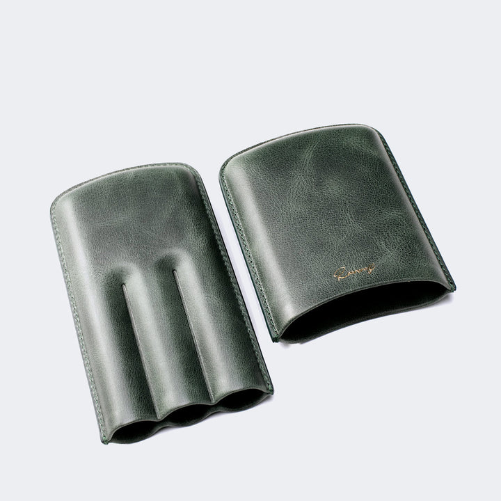Leather Cigar Case for 3 - Emerald