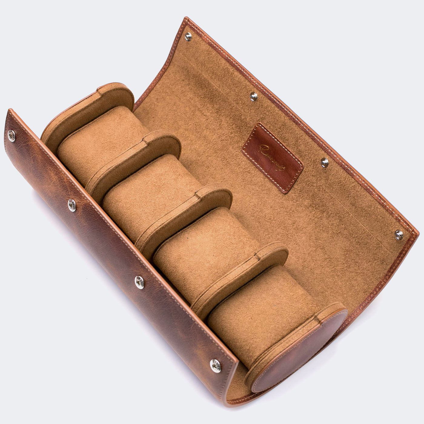 Leather Travel Watch Case - Quad Watch Roll