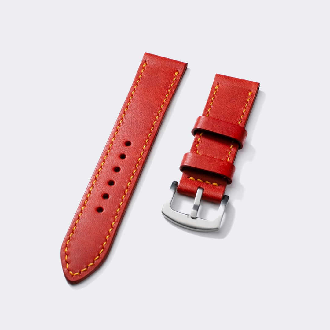 Custom Made Leather Watch Strap - Flame Red Pueblo