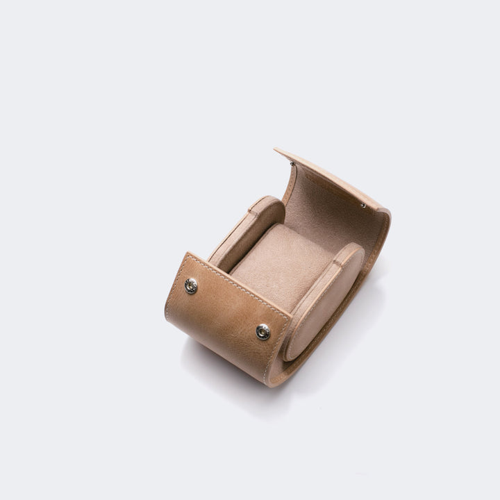 Uhrenetui - 1 Uhr Beige Lederrolle